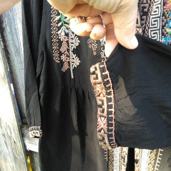 Johnny Was Dress Duster Cover up black embroidered - Picture 9 of 12
